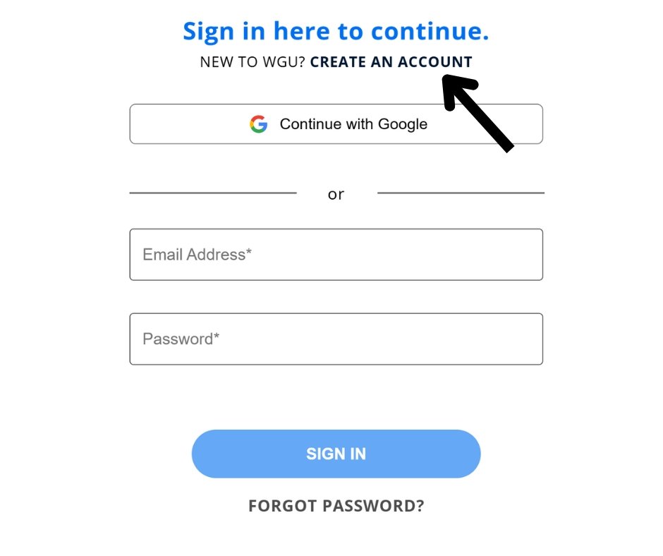 Create a New Account Wgu